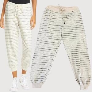 The Great Swiss Dot Crop Sweatpants Cream Black Sz 1